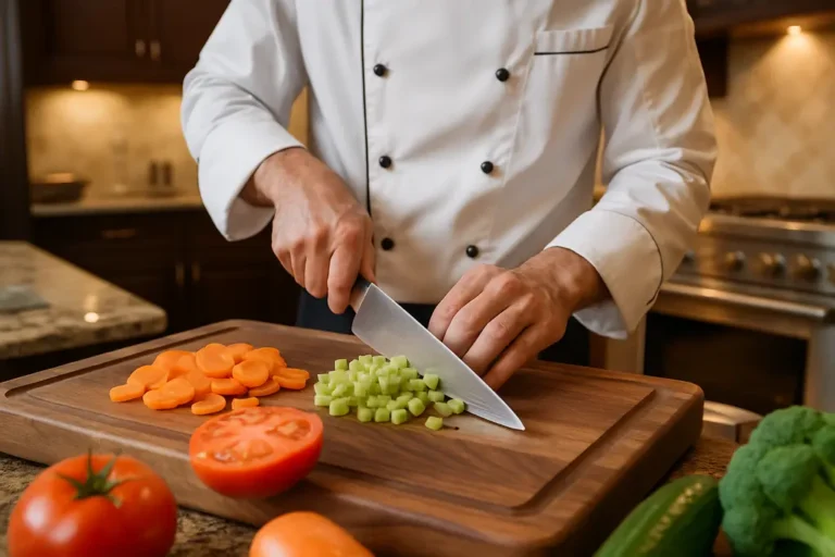 Private chef cost planning with a chef preparing dinner in a home kitchen