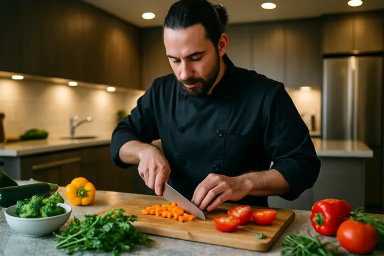 personal chef services setup with fresh ingredients on a home kitchen counter